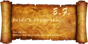Belák Friderika névjegykártya